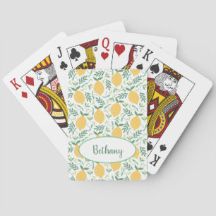 Colourful Rustic Lemon and Leaves Game Night Playing Cards
