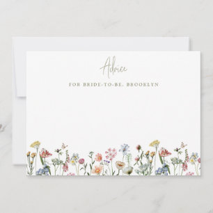 Colourful Rustic Wild Flowers Bridal Shower Advice Card