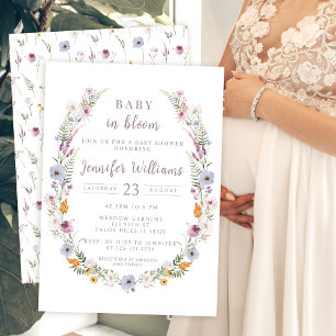 Colourful rustic wildflower baby shower Invitation