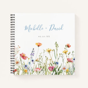 Colourful Rustic Wildflower Wedding Guest Book