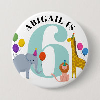 Colourful Safari Animals Birthday Name and Age