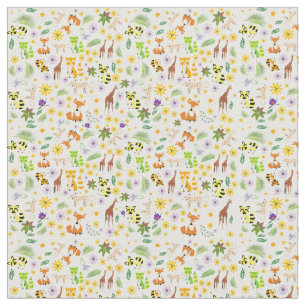 Colourful safari pattern l Wild animal nursery Fabric