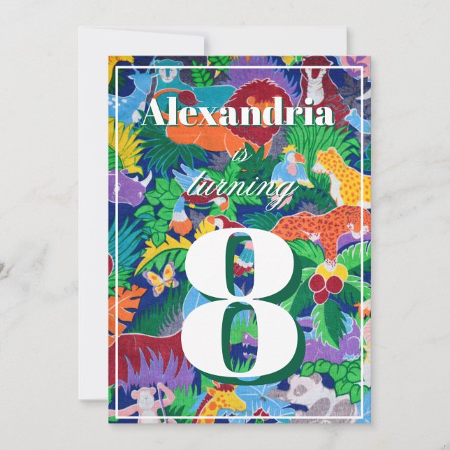 Colourful Safari Theme Birthday Busy Invitation (Front)