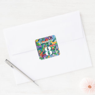 Colourful Safari Theme Birthday Busy Square Sticker