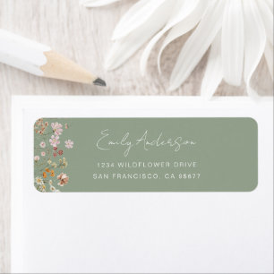 Colourful Sage Green Wildflower Return Address