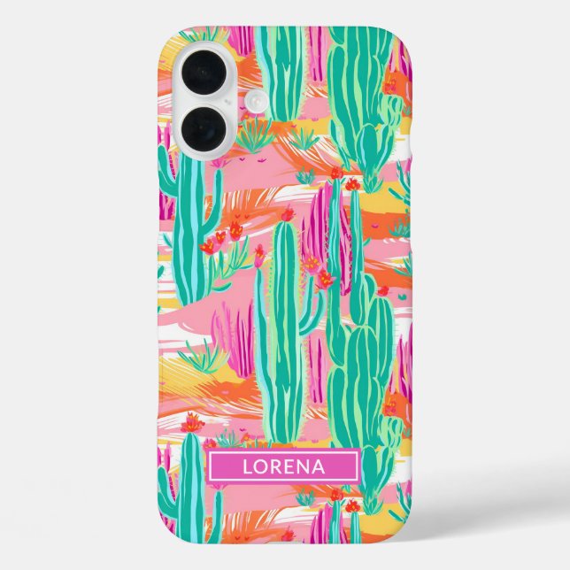 Colourful Saguaro Cacti Personalised Case-Mate iPhone Case (Back)
