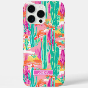 Colourful Saguaro Cacti Personalised iPhone 16 Pro Max Case