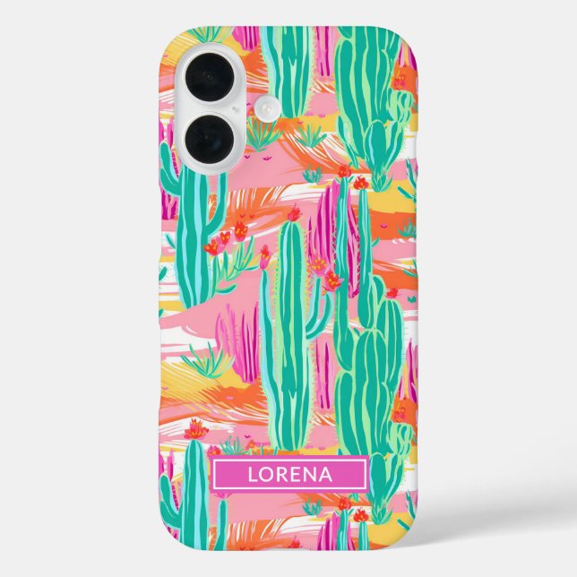 Colourful Saguaro Cacti Personalised Case-Mate iPhone Case (Back)