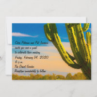 Colourful Saguaro Cactus Desert Wedding Invitation