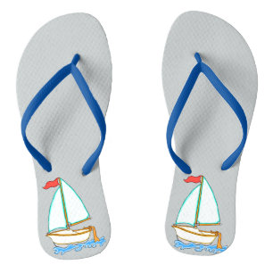 Colourful Sailboat 1 Flip Flops