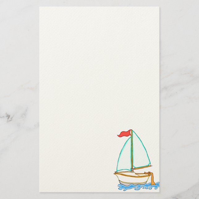 Colourful Sailboat 1 Stationery (Front)