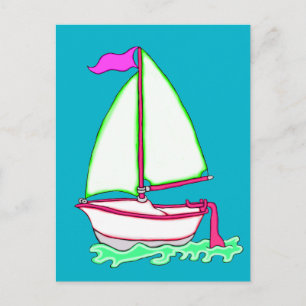 Colourful Sailboat 2 Postcard