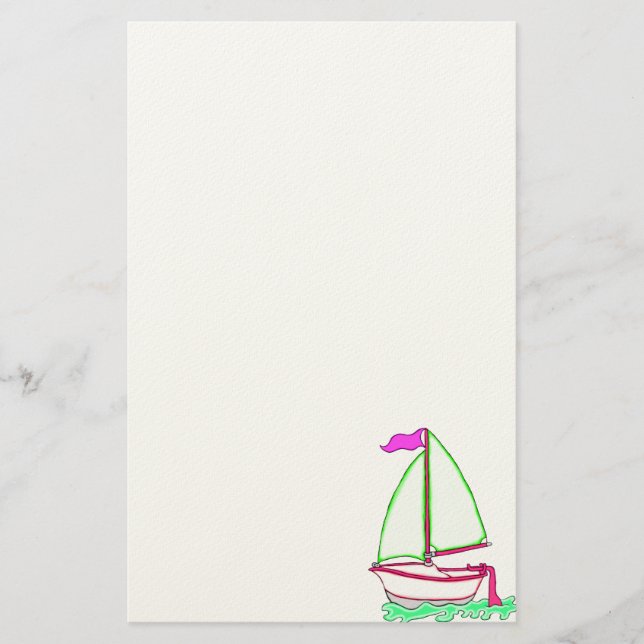 Colourful Sailboat 2 Stationery (Front)