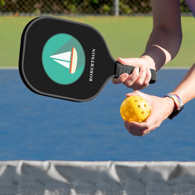 Colourful Sailboat Illustration Pickleball Paddle (Insitu)