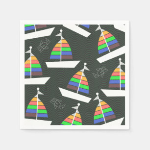 Colourful Sailboat Sea Pattern Napkin