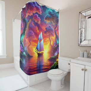 Colourful Sailboat Shower Curtain