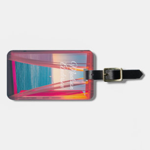 Colourful Sailboat View Personalised Luggage Tag