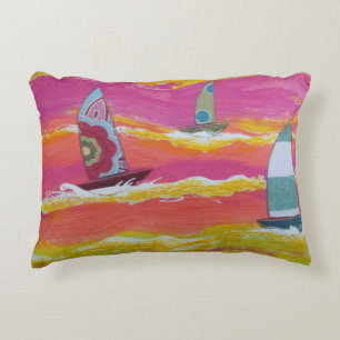 Colourful Sailboats Decorative Cushion
