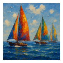 Colourful Sailing yachts Poster