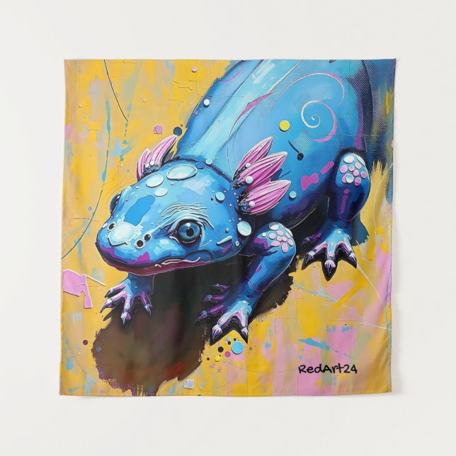Colourful Salamander Wall Art – Endangered Amphibi Tapestry (Front)