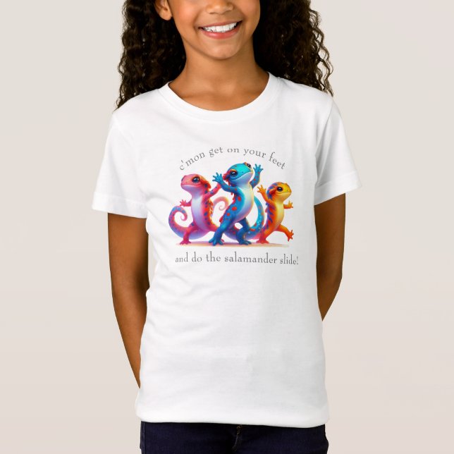 Colourful Salamanders do the Salamander Slide T-Shirt (Front)