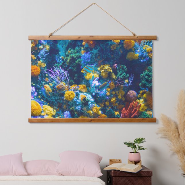 Colourful Salt Water Fish Tank Hanging Tapestry (Bedroom)