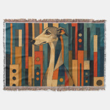 Colourful Saluki Folk Art Geometric Dog Pattern