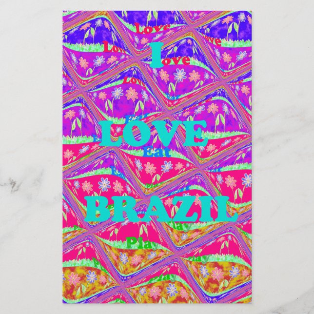 Colourful Samba Brazil Fun I Love  Brazil Colours Stationery (Front)