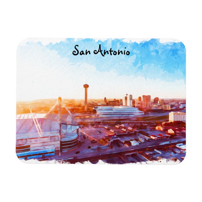 Colourful San Antonio Texas Panorama View Magnet (Horizontal)