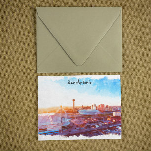 Colourful San Antonio Texas Panorama View Postcard