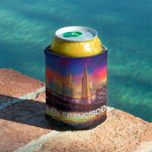 Colourful San Francisco Skyline Abstract Art Can Cooler