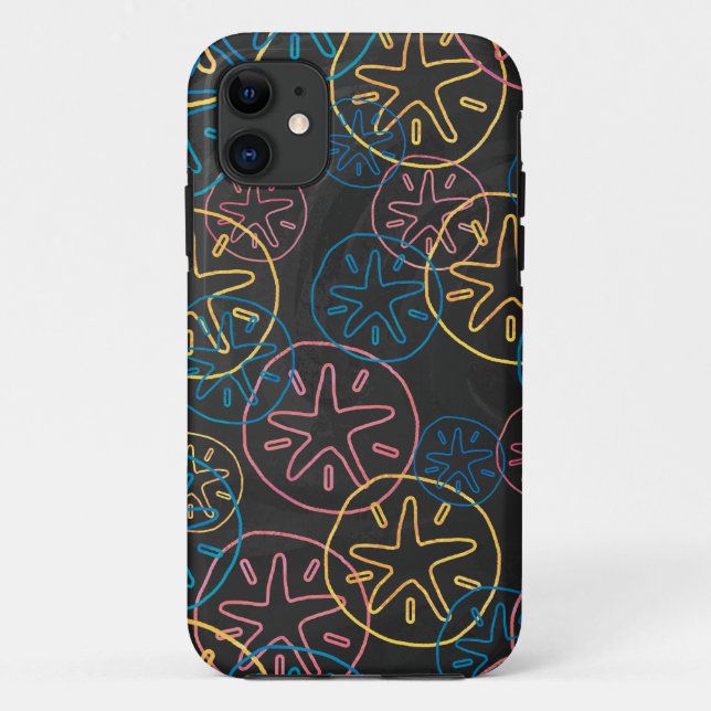 Colourful Sand Dollar Pattern on Black Case-Mate iPhone Case (Back)