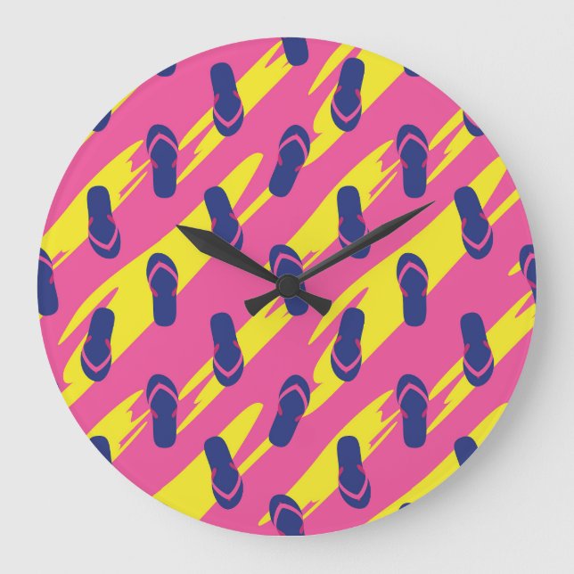 Colourful sandals, vintage background large clock (Front)