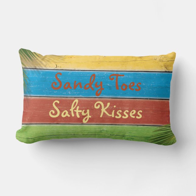 Colourful Sandy Toes Salty Kisses Pillow (Front)