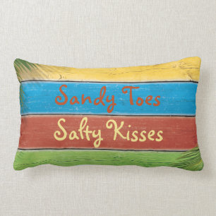 Colourful Sandy Toes Salty Kisses Pillow