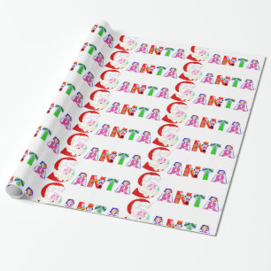 Colourful Santa Christmas Holiday Decoration Wrapping Paper