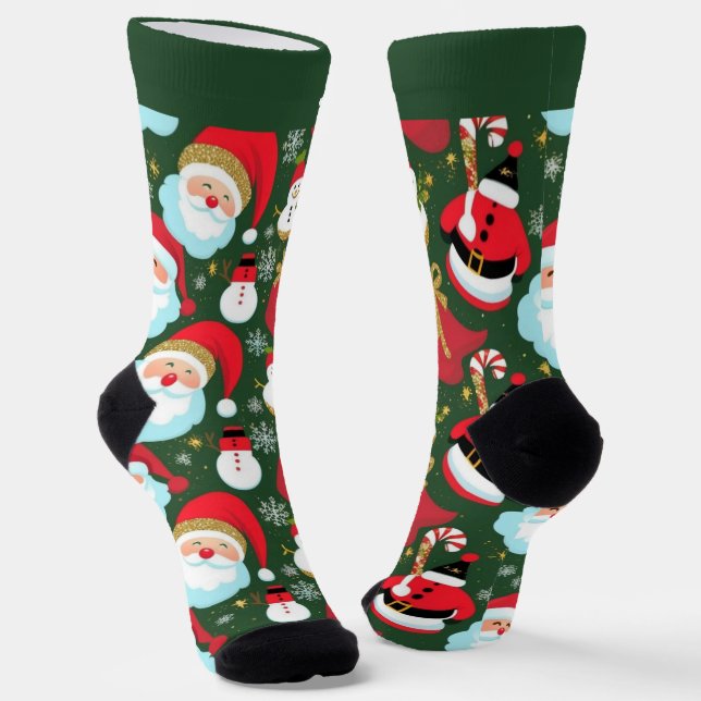 Colourful Santa Claus Christmas Socks with Name (Angled)
