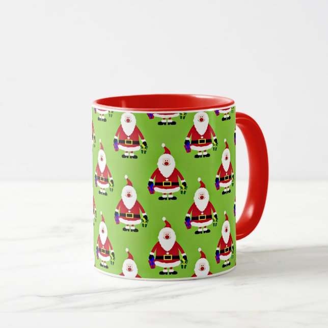 Colourful Santa Claus, red trim, Mug (Front Right)