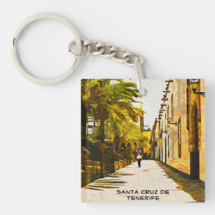 Colourful Santa Cruz de Tenerife Oil Paint Key Ring