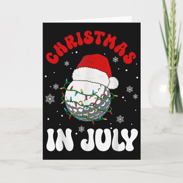 Colourful Santa Hat Lights Funny Golf Lover Christ Card (Front)