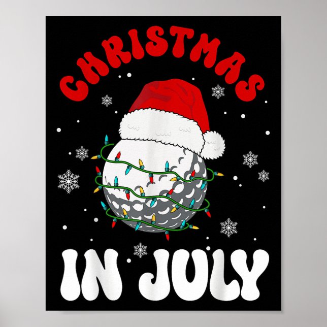 Colourful Santa Hat Lights Funny Golf Lover Christ Poster (Front)