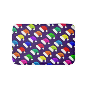 Colourful Santa Hats Small Bath Mat