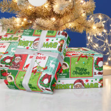 Colourful Santa Merry Christmas Wrapping Paper 
