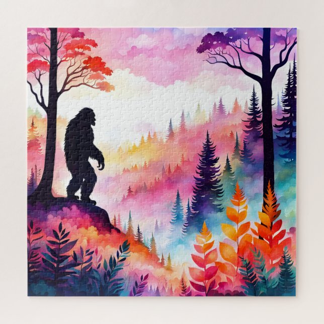Colourful Sasquatch on Ridge overlooking the fores Jigsaw Puzzle (Horizontal)