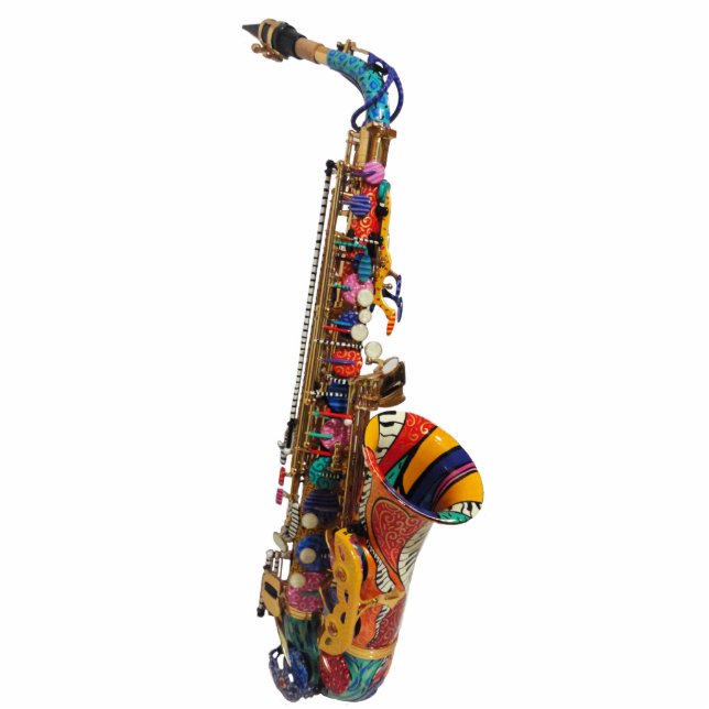 Colourful Saxophone Acrylic Sculpture Figurine Standing Photo Sculpture (Front)