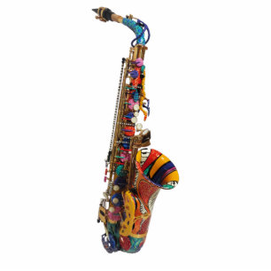 Colourful Saxophone Acrylic Statue by Juleez Standing Photo Sculpture