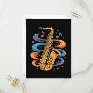 Colourful Saxophone Music Flow Jazz Instrument Invitation Postcard