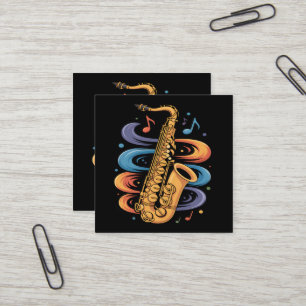 Colourful Saxophone Music Flow Jazz Instrument Square Business Card
