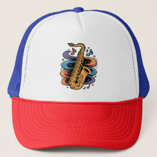 Colourful Saxophone Music Flow Jazz Instrument Trucker Hat