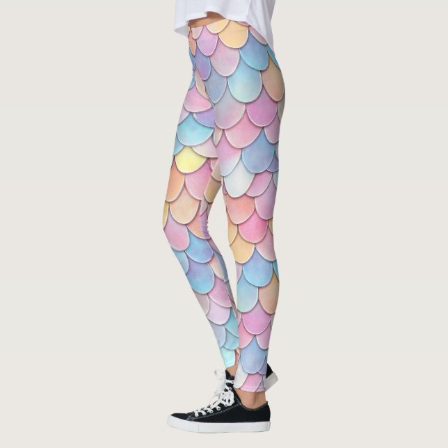 Colourful Scale Mermaid Pattern Leggings (Left)